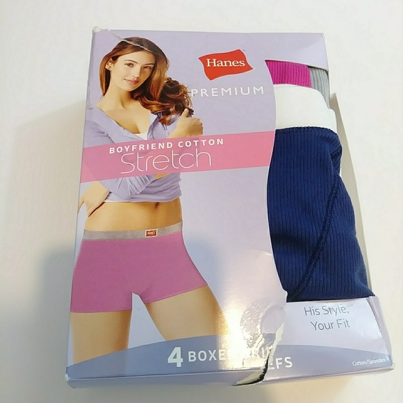 hanes premium women's 4pk boyfriend cotton stretch boxer briefs